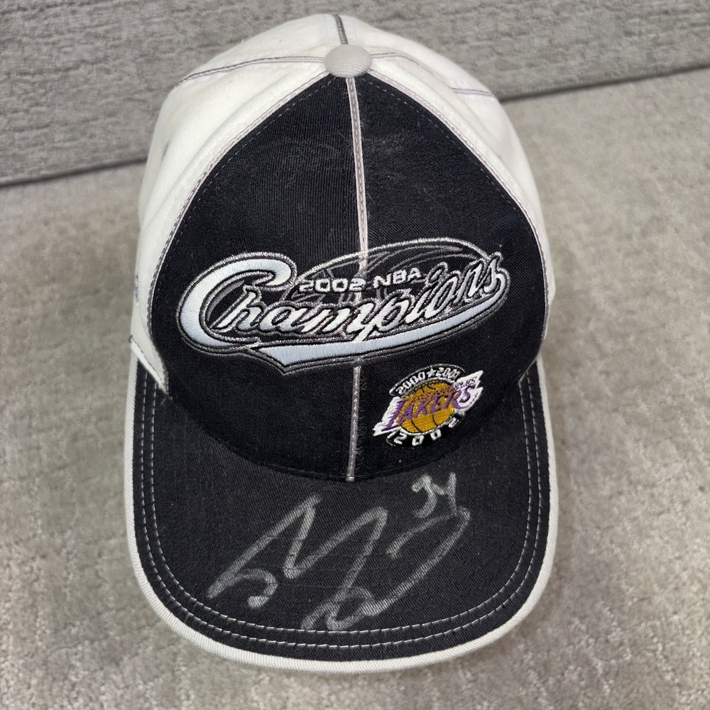 Vtg Shaquille O'Neal Signed 2002 Lakers Championship Hat Autographed Reebok Shaq